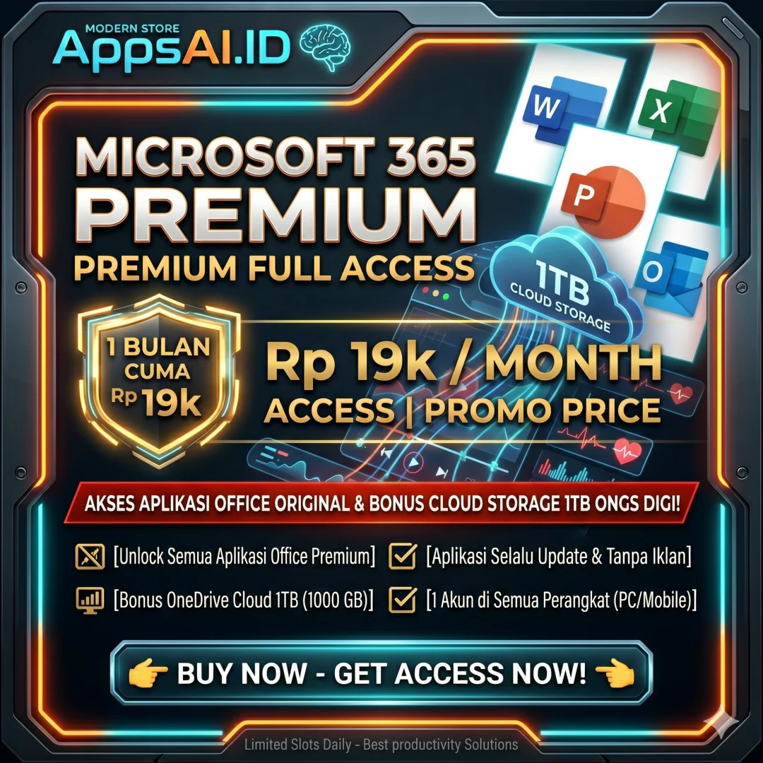MICROSOFT 365 PREMIUM 1 BULAN FULL ACCESS ORIGINAL TERMASUK 1TB CLOUD [PROSES INSTAN]