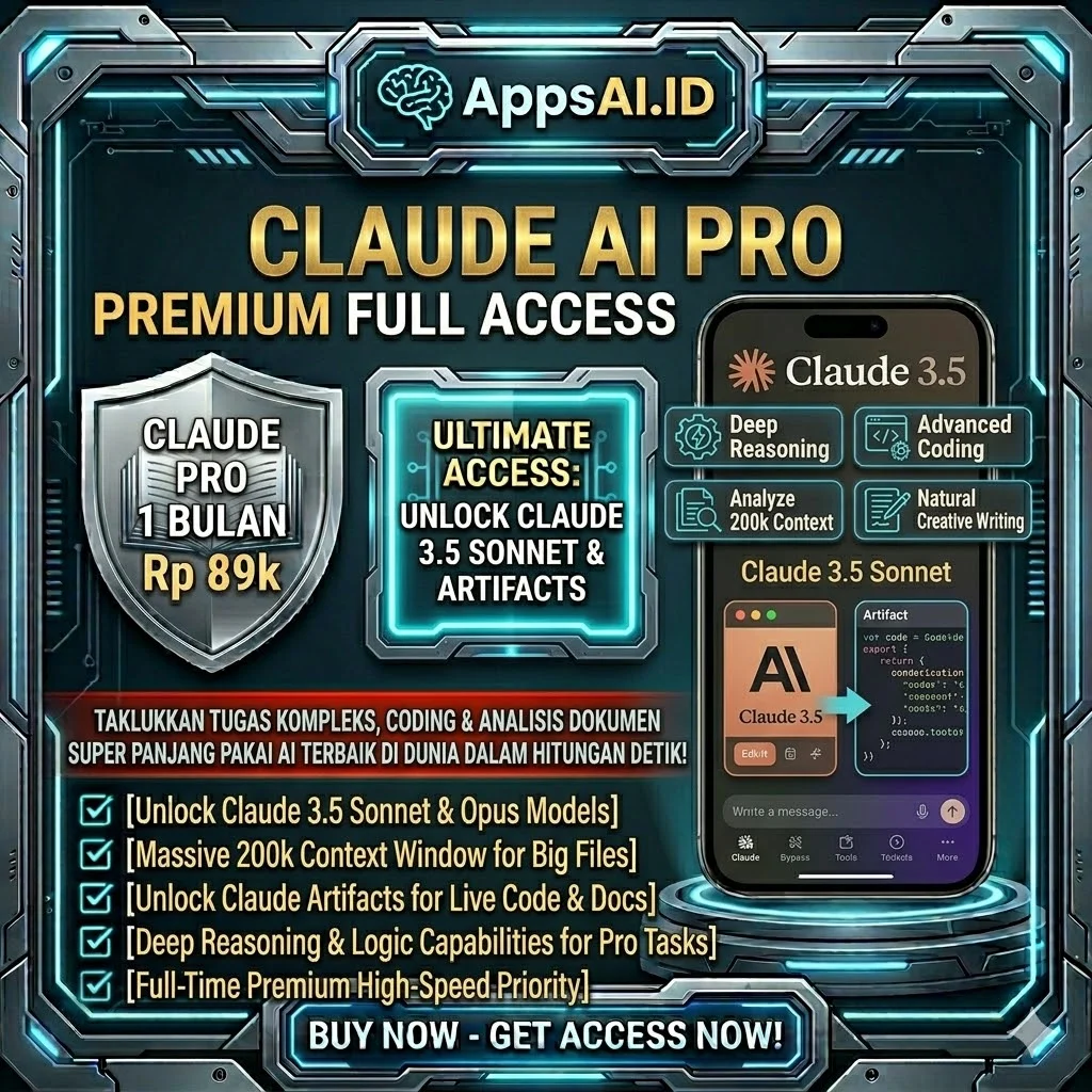 CLAUDE AI PRO PREMIUM 1 BULAN FULL ACCESS UNLOCK CLAUDE 3.5 SONNET & ARTIFACTS [PROSES INSTAN]