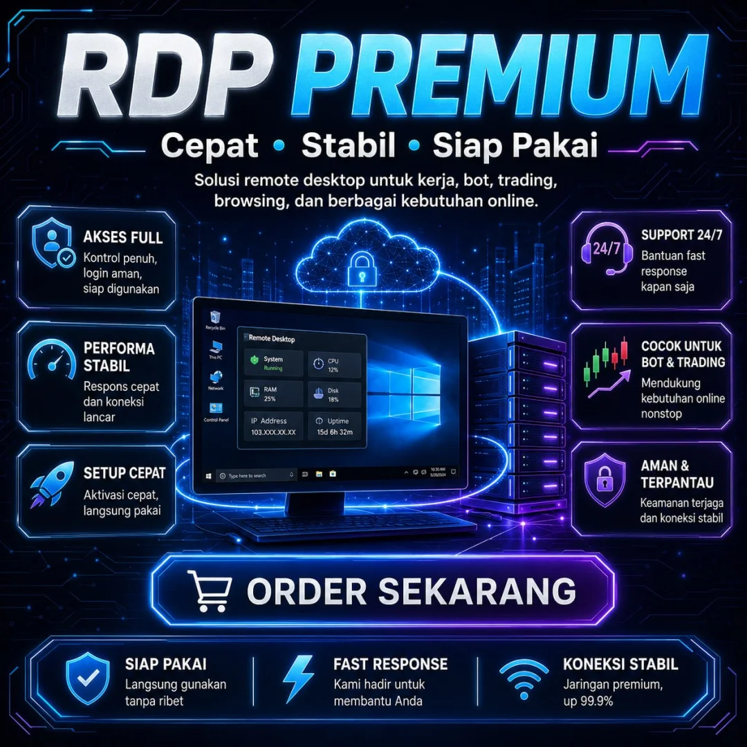 RDP HARIAN | Win 10 Pro | BERAGAM PILIHAN LOKASI SERVER