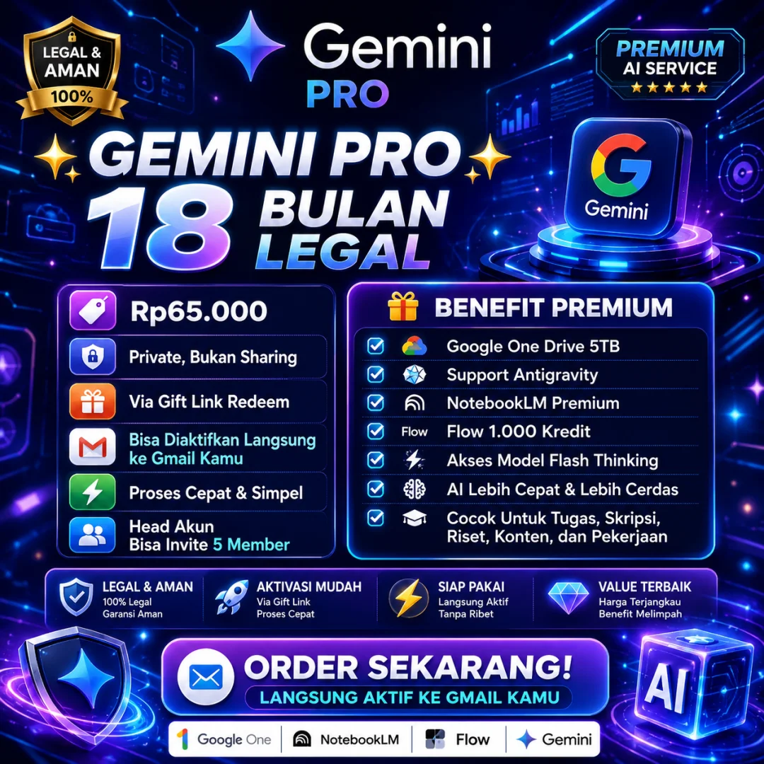 ⚡ 20K FLASH SALE GEMINI PRO 18 BULAN {HEAD}