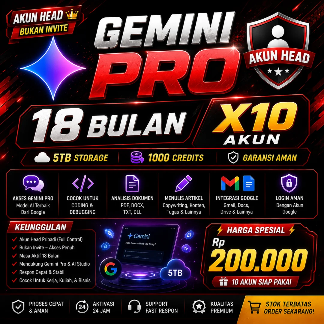 PROMO X10 GEMINI PRO 18 BULAN