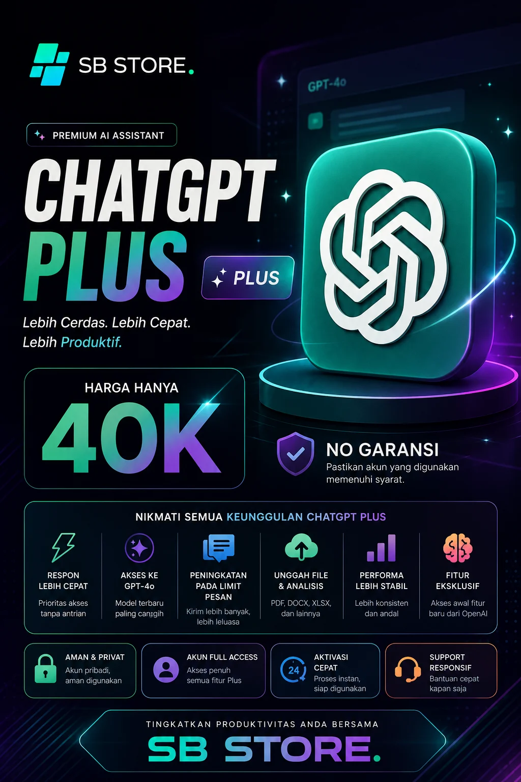 CHATGPT PLUS PRIVATE 1 BULAN