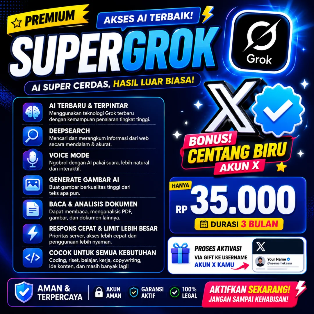 ⚡FLASH SALE: X PREMIUM + SUPERGROK 3 BULAN