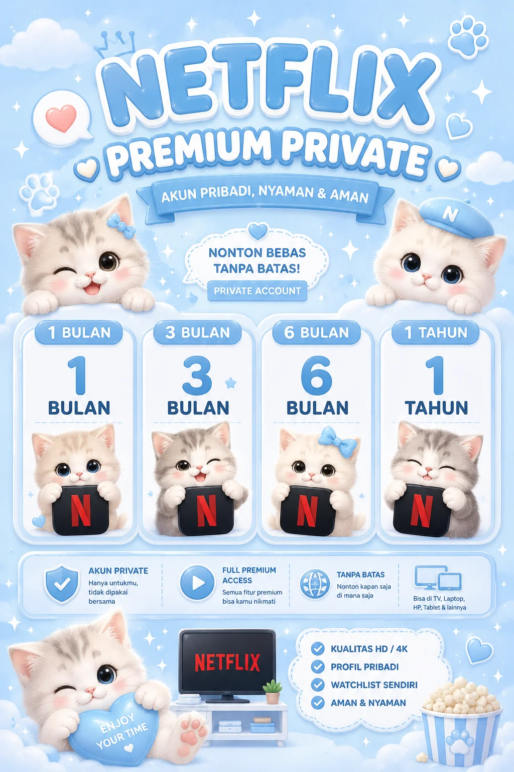NETFLIX PREMIUM | 1 Month | 3 Month | 6 Month | 1 Year