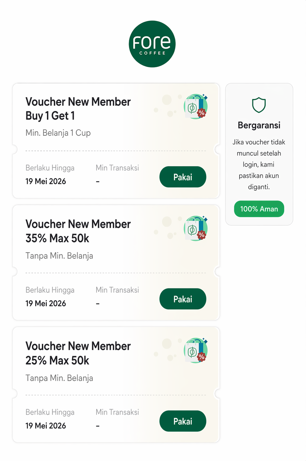 Akun Fore (Voucher Buy 1 Get 1)