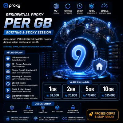 9Proxy Residential Proxy | Per GB | Sticky & Rotating | 90+ Countries | CD Key