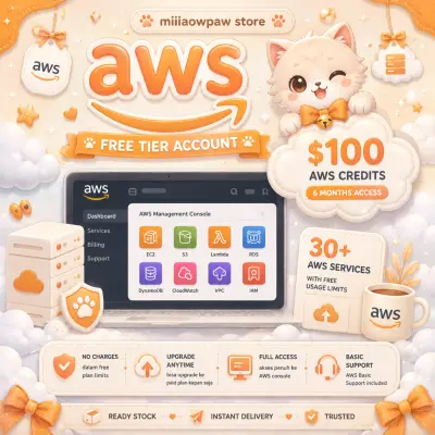 AWS Free Tier Account | $100 Credits | 6 Months | Full Access | Ready to Use