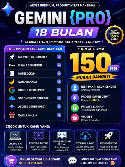 🔥 AI GEMINI PRO - 18 BULAN - MURAH