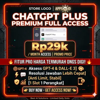 CHATGPT PLUS PREMIUM PRO 1 BULAN FULL ACCESS ANTI LIMIT [FAST DELIVERY]