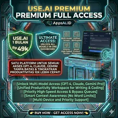 USE.AI PREMIUM 1 BULAN FULL ACCESS - AKSES SEMUA MODEL AI (GPT-4, CLAUDE, GEMINI) DALAM SATU DASHBOARD [PROSES INSTAN]