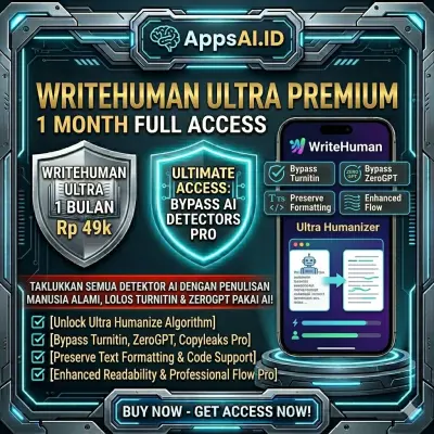 WRITEHUMAN ULTRA PREMIUM 1 BULAN FULL ACCESS - BYPASS AI DETECTOR ZERO_GPT & TURNITIN [PROSES INSTAN]