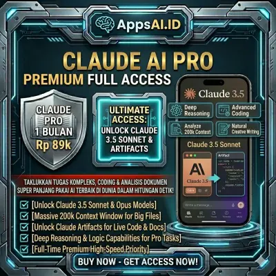 CLAUDE AI PRO PREMIUM 1 BULAN FULL ACCESS UNLOCK CLAUDE 3.5 SONNET & ARTIFACTS [PROSES INSTAN]