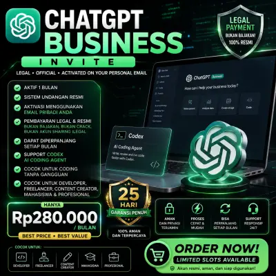 🔥GPT BUSINESS (INVITE) - 1 BULAN - PEMBAYARAN LEGAL BISA DIPERPANJANG