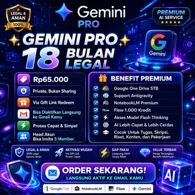 ⚡ 20K FLASH SALE GEMINI PRO 18 BULAN {HEAD}