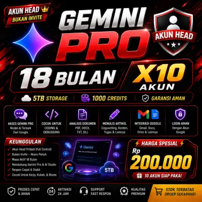 PROMO X10 GEMINI PRO 18 BULAN