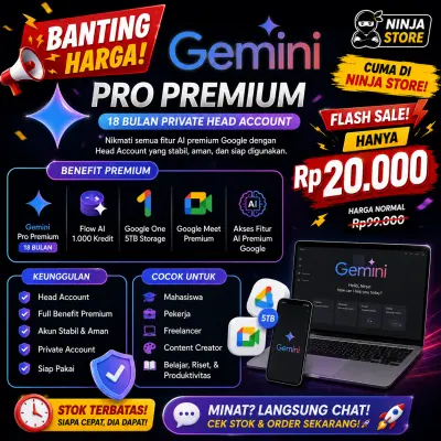 🔥20k! Gemini Pro Premium 18 Bulan (Head)