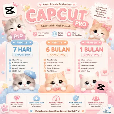 CAPCUT PRO | 7 Days Private | 1 Month Member | 6 Month Private