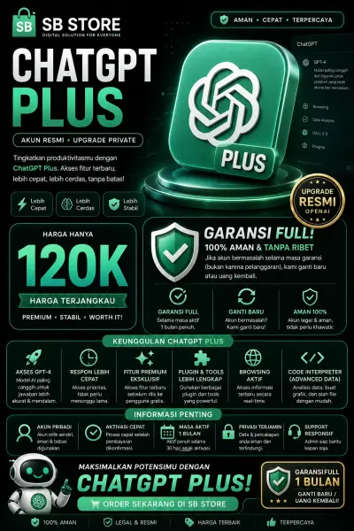 CHATGPT PLUS 1 BULAN FULL GARANSI