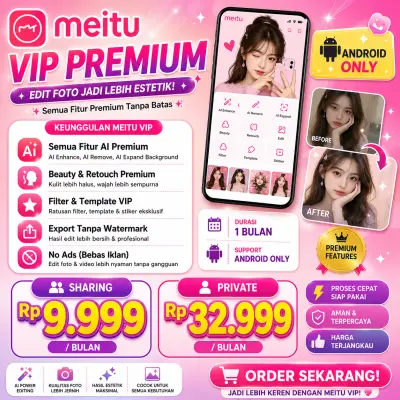 ✨{1 BULAN} MEITU VIP PREMIUM – Android Only ~ Lebih hemat dan ramah dikantong 👌🏻
