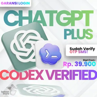 READY CODEX | CHATGPT PLUS | SUDAH OTP SMS | GARANSI LOGIN | GPT-5.6 | Up to 1 Month