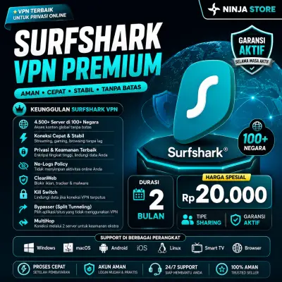 🌊 Surfshark VPN Premium – 2 Bulan