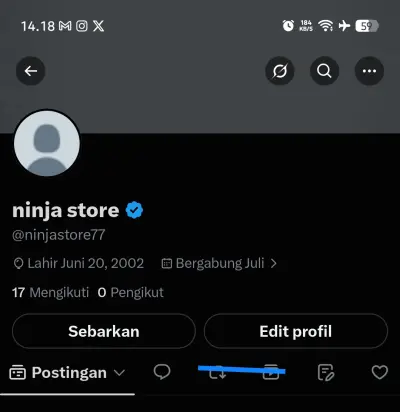 Akun x / Twitter -> centang biru